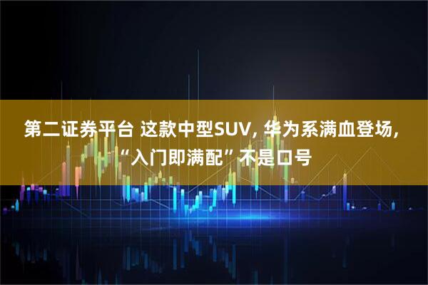 第二证券平台 这款中型SUV, 华为系满血登场, “入门即满配”不是口号