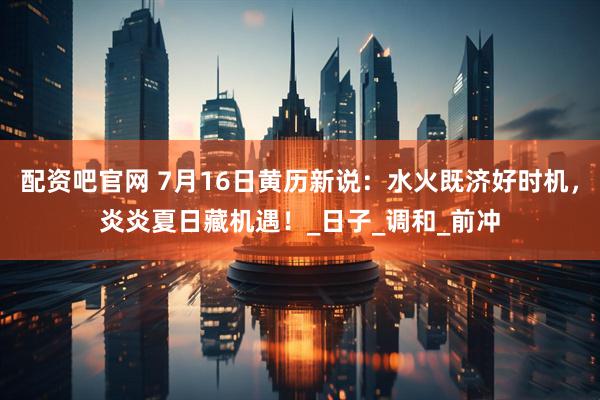 配资吧官网 7月16日黄历新说：水火既济好时机，炎炎夏日藏机遇！_日子_调和_前冲