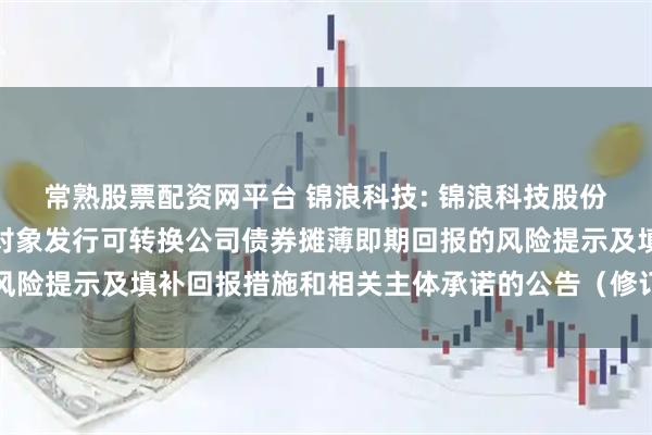 常熟股票配资网平台 锦浪科技: 锦浪科技股份有限公司关于向不特定对象发行可转换公司债券摊薄即期回报的风险提示及填补回报措施和相关主体承诺的公告（修订稿）内容摘要